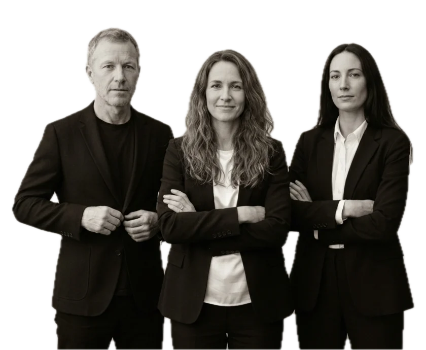 Maren Kessler, Owen Dunn and Priya Castellanos, the firm's three attorneys